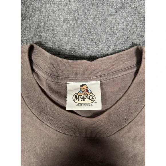 Menace Skateboards T Shirt Size‎ Large Brown Short Sleeve Vtg 90s